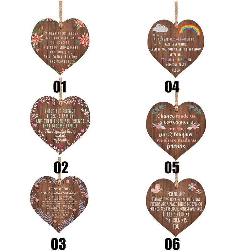 Wishes Meaningful Gift Christama Tree Pendant Inspirational Wooden Heart-shaped