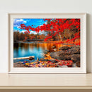 Maple by Lake Hand Painted Painting By Numbers Kit Canvas Oil DIY Drawing