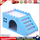 Hamster Staircase Villa Sleeping House Bear Pet Nest Log Cabinet(Blue) Newly