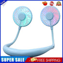 7 Blades USB Rechargeable Wearable Mini Hand Free Neckband Fan (Sky Blue)