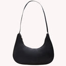 Women Solid Color Nylon Tote Bag Crescent Zipper Top-handle Bag (Black)
