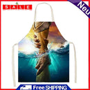 Linen Fabric Apron Oil-Proof Saving Hanging Neck Aprons for Kitchen Cooking