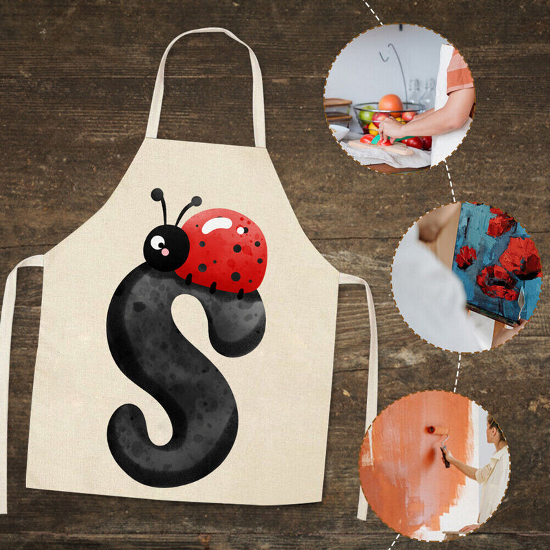 Insect S Print Apron Linen Waterproof Cooking Bibs Home Pinafore (68x55cm)