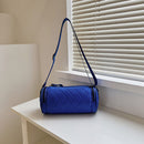 Diamond Lattice Leather Cylinder Pillow Bag for Women Shoulder Messenger Handbag