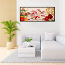 Full Embroidery DIY Canvas Print 11CT Cross Stitch Flowers Fishes Wall Decor Kit
