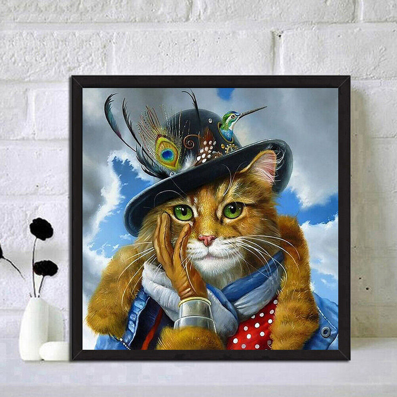 #A Waterside Cat Oil Paint By Numbers Kits DIY Handpainted on Canvas Wall Art
