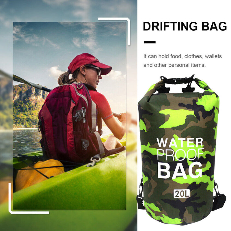 Outdoor Dry Bag Swimming Waterproof Sack for Boating Rafting (20L Green) Newly