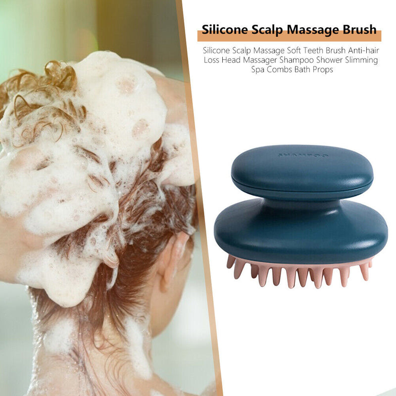 Silicone Head Scalp Massage Shampoo Handheld Hair Washing Comb (Blue)