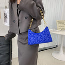 Women PU Leather Chain Messenger Bag Lady Lattice Crossbody (Blue)