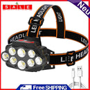 8LED Portable USB Rechargeable Headlight 2400mAh Power Display Head-Wear Torch