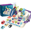 Track Adventure Racing Rail Car Inertia Slide Toys (Macaroon with 4 Cars) Newly