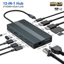 VGA Gigabit Ethernet 4K Dual HDMI USB Type-C Hub Docking Station For Laptop PC