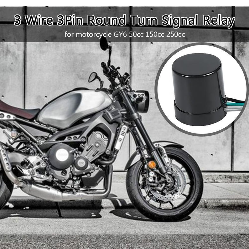 GY6 50cc 150cc 250cc 3 Wire 3Pin Round Turn Signal Relay Indicator Flasher