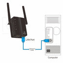 Wireless WiFi Repeater 300Mbps Dual Antenna WiFi Range Extender (EU Black)