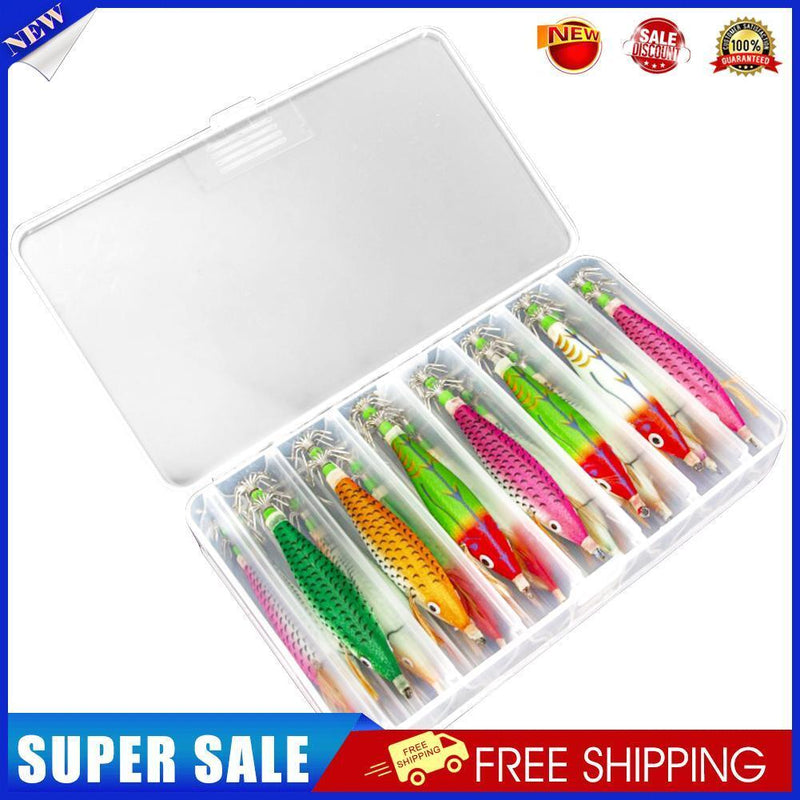 14pcs Luminous Wood Shrimp Bionic Fishing Lures Jig Hooks 8cm Bait Tackle