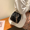 Fashion Rhombic Crossbody Bucket Bag Women Drawstring Chain Shoulder Handbags