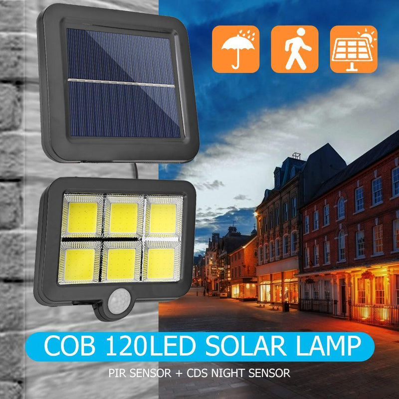 2pcs COB 120LED Solar Motion Sensor Wall Light Outdoor Waterproof Yard Lamp