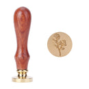 Wax Seal Plant Pattern Retro Wood Handle Sealing Wax Stamp for Envelope Wedding