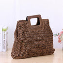 Retro Big Totes Women Woven Shoulder Handbags Top-handle Bags (Dark Brown)