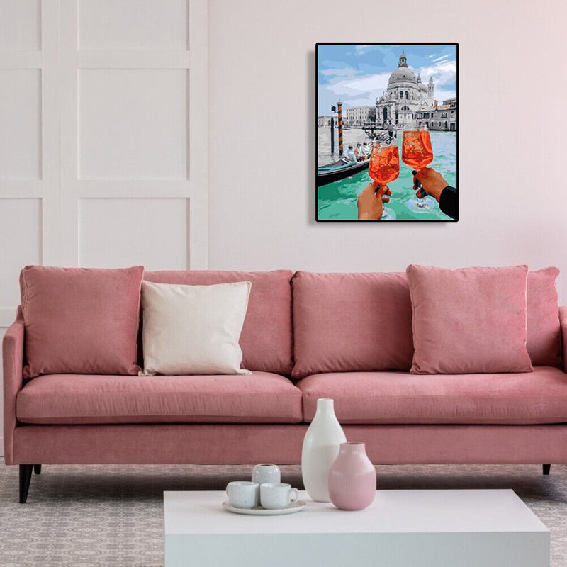 Hand Painted Craft Frameless DIY Cheers Painting By Numbers Digital Oil Picture