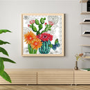 Partial Cross Stitch DIY Kits Printed Prickly Pear Flower Wall Art Handicraft