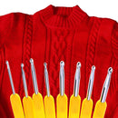 8 sizes Soft Plastic Handle Home Aluminum Crochet Knit Hook Needle Yellow Newly