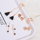 Statement Mixed Black Long Dangle Drop Earring Sets Alloy Tassel Ear stud