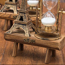 Wooden Desktop Eiffel Tower Sand Timer Brush Teeth Clock Hourglass Timer