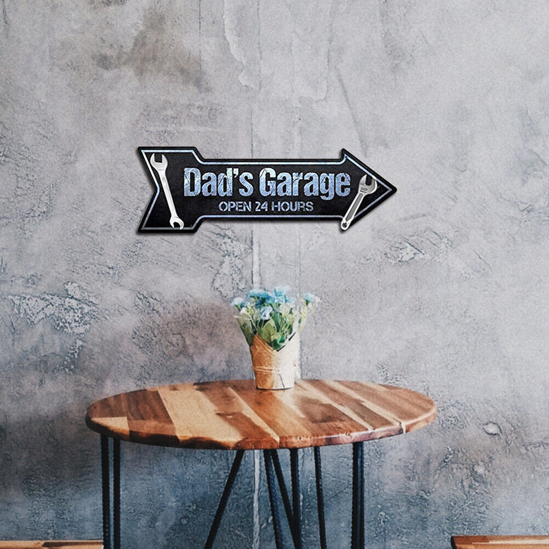 Arrow Shape Dad s Garage Retro Metal Plate Tin Sign for Bar Pub Club Cafe