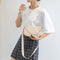 Fashion Corduroy Crossbody Bag Women Solid Chain Shoulder Handbags (Khaki)