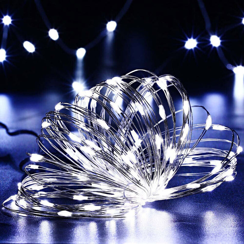 Solar String Lights Waterproof Copper Wire Fairy Lamp (Cold White 200LED) Newly