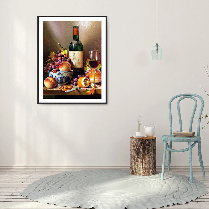 5D DIY Grape Wine Full Round Diamond Painting Kit Mosaic Picture Home Decoration