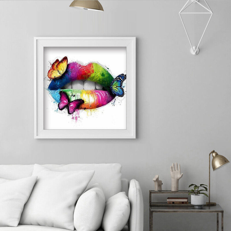 DIY Diamond Embroidery Graffiti Lip Rhinestone Diamond Painting for Wall Gift