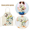Linen Apron Colorful Butterfly Kitchen Cooking Baking Bibs Household Supplies