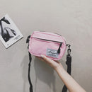 Fashion Women Canvas Patchwork Crossbody Phone Bag Mini Handbags (Pink)