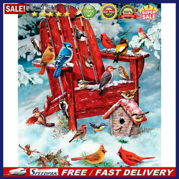Birds in Snow Oil Paint By Numbers Kit DIY Frameless Drawing Picture for Adults