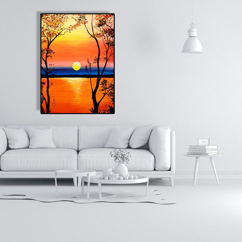 Painting By Numbers DIY Kit Sunset Tree Canvas Oil Art Picture Home Wall Decor