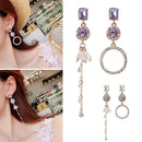 Jewelry Women Purple Crystal Rhinestone Dangle Earrings Drops Earrings Ear Stud