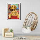 5D Rhinestone Pictures DIY Yellow Dog Full Round Drill Art Diamond Painting Kit