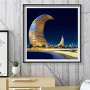 5D DIY Diamond Painting Moon Building Full Round Drill Mosaic Art Picture