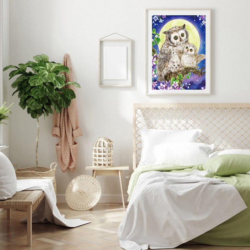 Handmade Full Square Drill 5D Moon Flower Owl Drawing Kit DIY Diamond Paint