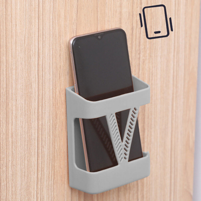 Punch-Free Wall-Mounted Remote Control Storage Rack Plug Bracket (Grey) Newly