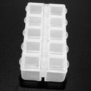 2Row 10Grid Portable Plastic Box Holder Storage Container Case(White)