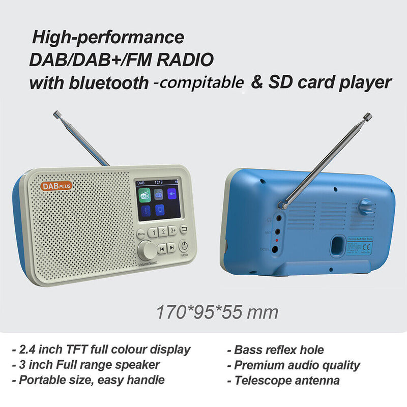 C10 2.4 inch Color LCD Screen Digital Desktop Alarm Clock DAB DAB+ FM Radio
