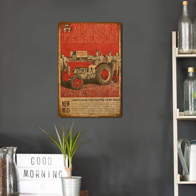 Square Iron Painting Farm Vehicle Metal Sign Plaque Wall Posters Painting