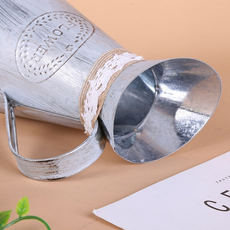 Style Iron Sheet Garden Home Embossed Wrought Watering Can Vases Flower Bucket