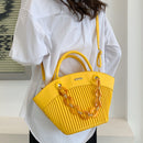 PU Leather Women Shoulder Bag Acrylic Chain Lady Large Capacity Handbags Tote