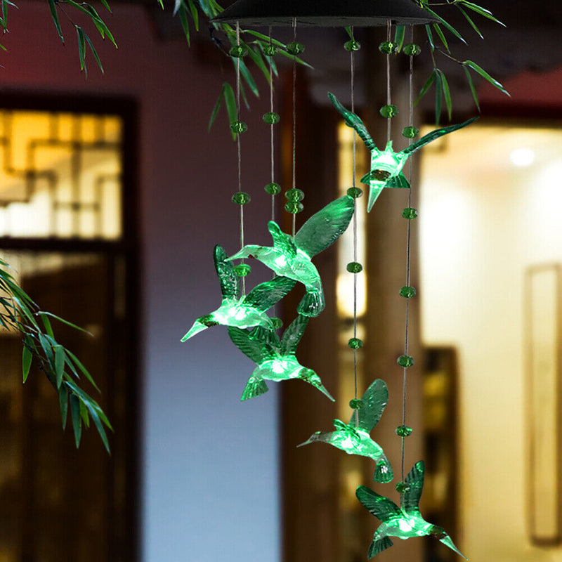 Solar Hummingbird Wind Chimes Hanging Catcher Windchime Pendant Hanging Ornament