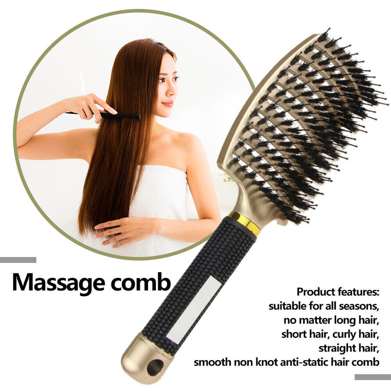 Bristle Hair Brush Pro Durable Hairdressing Massage Comb Hair Cutting Brush