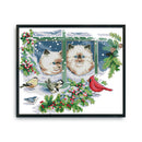 4 Seasons Kitties 2-Strand 14CT Pre Printed Fabric Cross Stitch Kit Home Deco